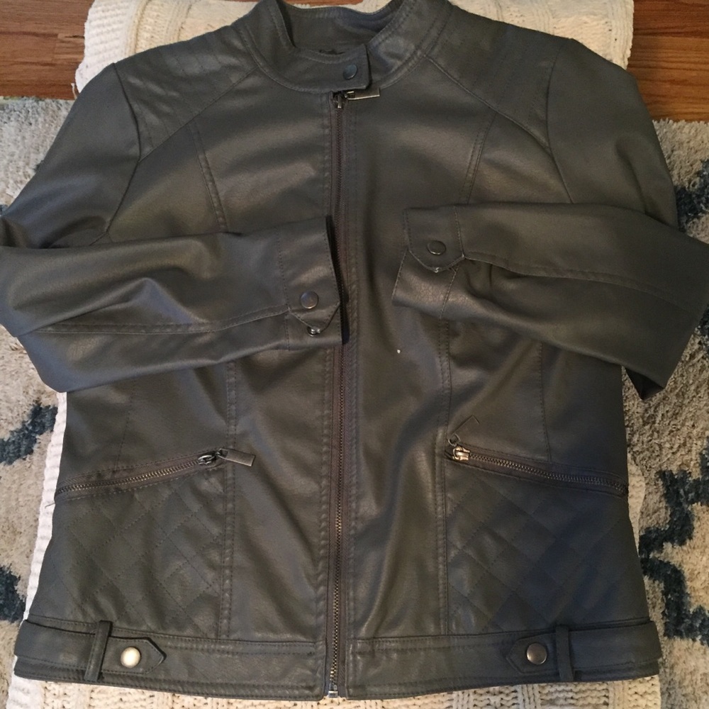 Fresh New York Grey pleather jacket
